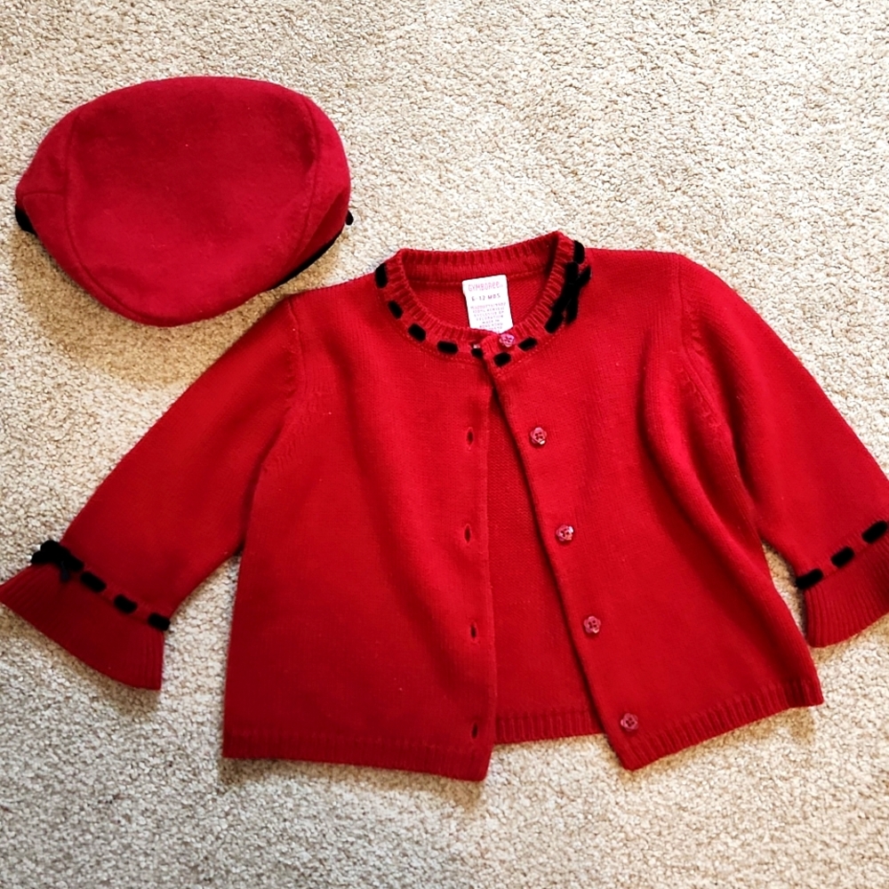 Red Cardigan and Hat